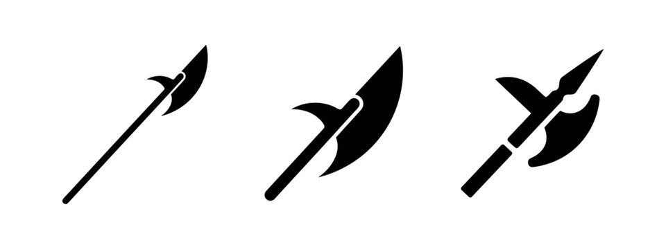 Medieval halberd polearm weapon icons