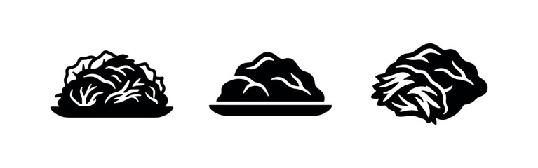 Obraz premium Chopped herb icons, salad leaves and garnish silhouettes.