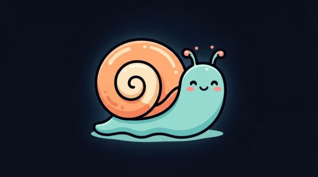 Cute cartoon snail with a colorful shell smiling