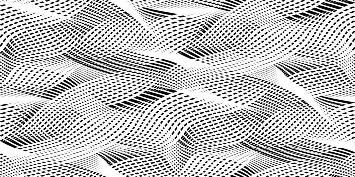 Seamless pattern, distorted mesh, isolated on white background, vector background