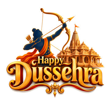 Happy dussehra typography logo concept on background.