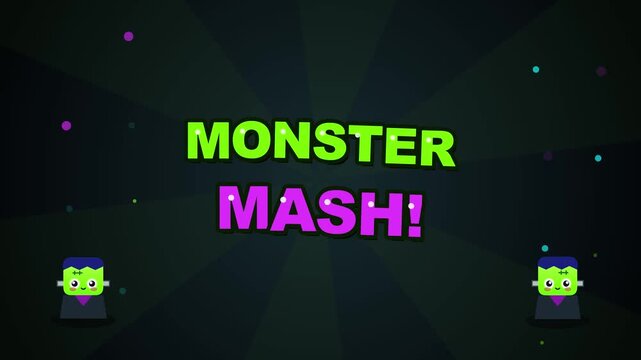 Halloween monster mash animation with cute cartoon characters