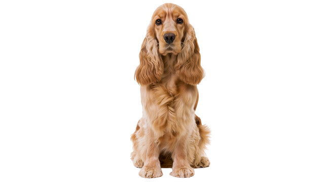 Golden English Cocker Spaniel dog sitting and looking forward