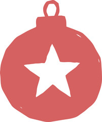 Naklejka premium Red christmas ornament with white star flat illustration