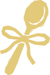 Naklejka premium Gold christmas ornament with hand drawn bow