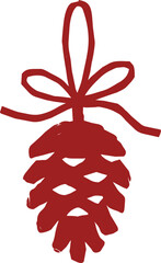 Naklejka premium Red pine cone christmas ornament with hand tied bow