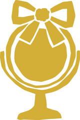 Naklejka premium Golden christmas ornament with bow in flat illustration style