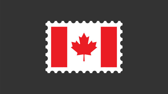 Canadian flag depicted as a postage stamp vector illustration with crisp edges and bold colors