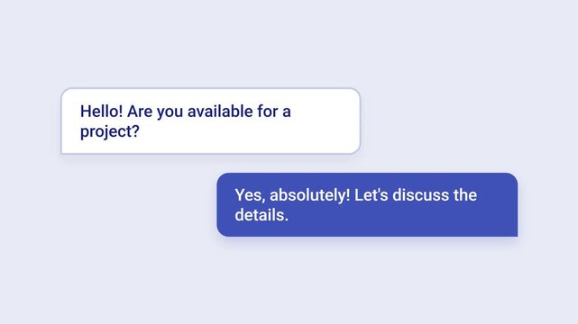 Chat bubble conversation animation showing text message exchange for business communication
