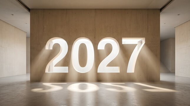 Dramatic Concrete Interior Wall Projected Light Shadow 2027 Concept