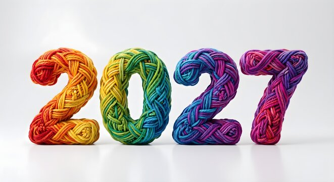 Creative Colorful Knitted Yarn Fabric Texture 2027 Typography Art