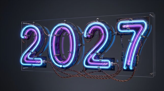 Vibrant Double Tube Outline Neon 2027 Signboard Art