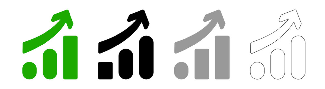 Growth bar chart with arrow