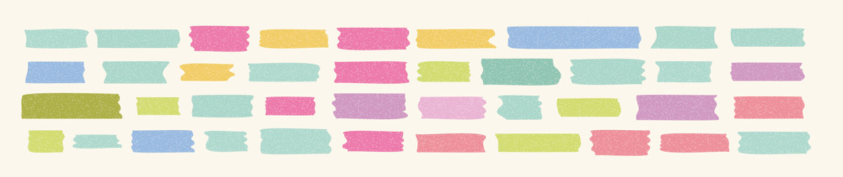 Pastel color washi tape strips, grainy dot scrapbook sticker icon set