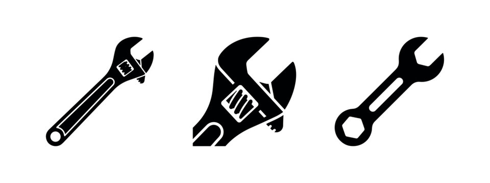 Wrench and Spanner Tools Icons Set