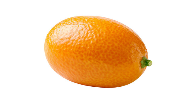 Single fresh ripe orange kumquat fruit with textured peel