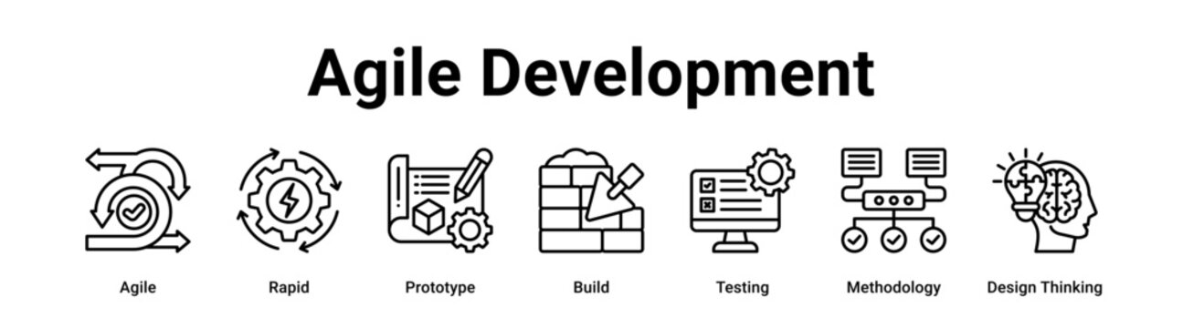 Agile Development web banner icon vector illustration concept for business with icon of Agile, Rapid, Prototype, Build, Testing, Methodology.
