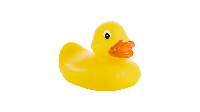 Bright yellow rubber duck toy with orange beak