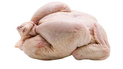 Raw whole chicken carcass with skin and wings © Freja