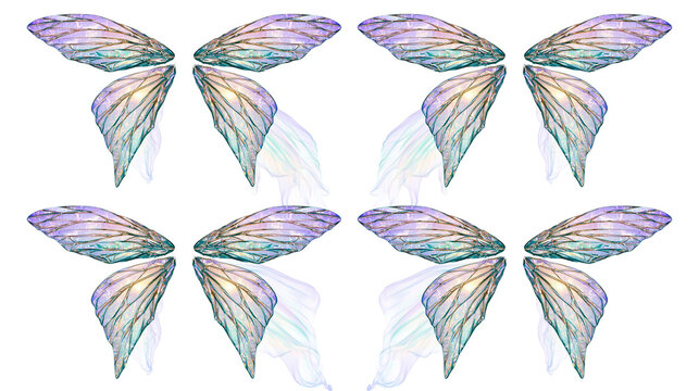Iridescent translucent fairy wings with delicate veined texture