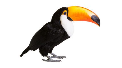 Toco toucan bird with large orange beak and black and white plumage © Fraser