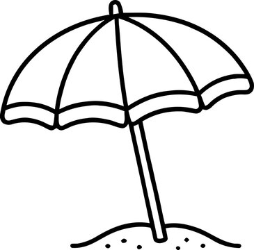 Hand drawn beach umbrella parasol outline illustration