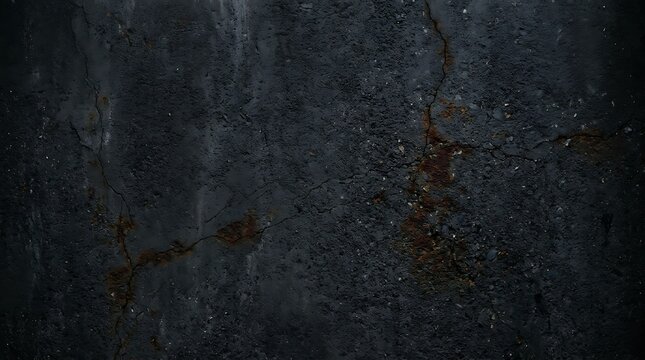 Dark grey concrete wall texture with deep cracks and weathered stone surface details