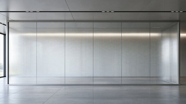 Modern Empty Office Interior with Frosted Glass Partition
