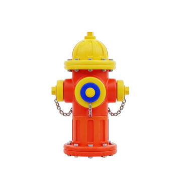 Bright red fire hydrant with yellow top icon
