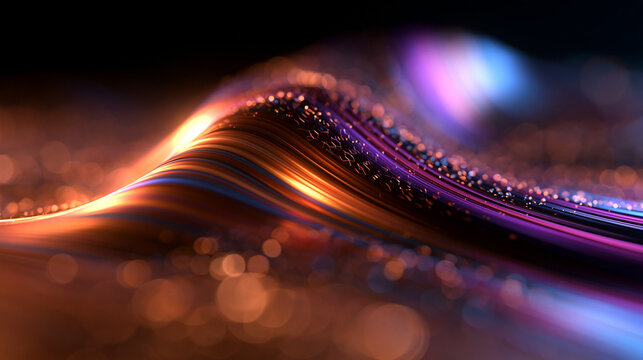 Abstract Glowing Wave of Light and Data Flow
