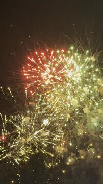 Vertical Video of New Year Celebration Fireworks