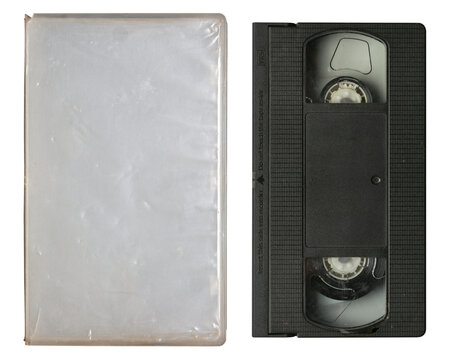 Grunge VHS video cassette tape with transparent case, png isolated on transparent background