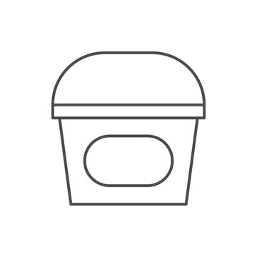 Plastic bucket line outline icon isolated on white. Vector illustration