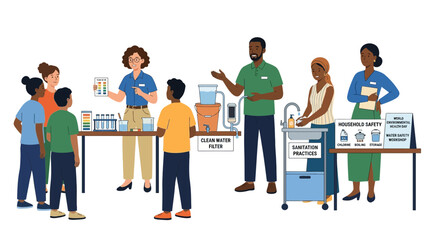 Fototapeta premium Community Health Education: Water Purity, Sanitation, and Safety Practices