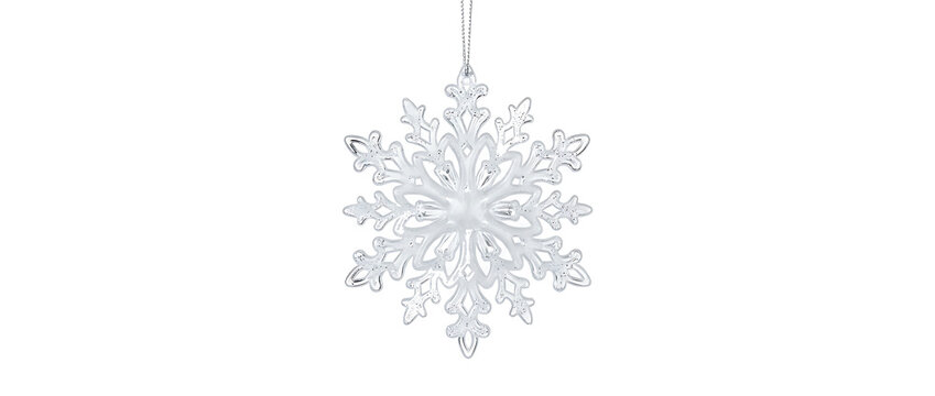Hanging snowflake ornament, a symbol of winter and festive holiday decoration