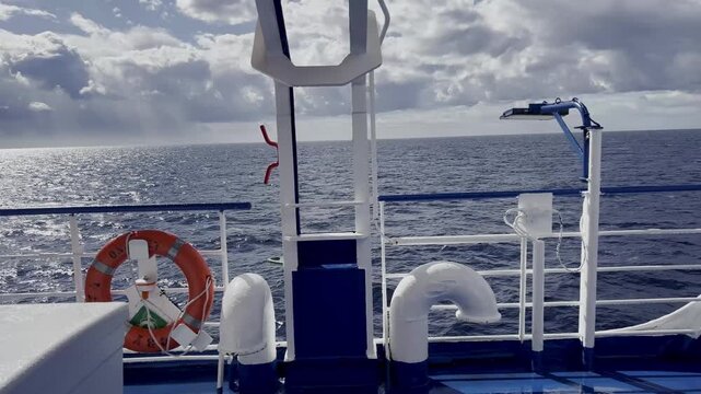 View from a Ship Deck Overlooking the Ocean