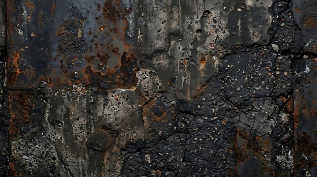 Abstract dark stone texture with cracked rocks and rough gray surface for background design