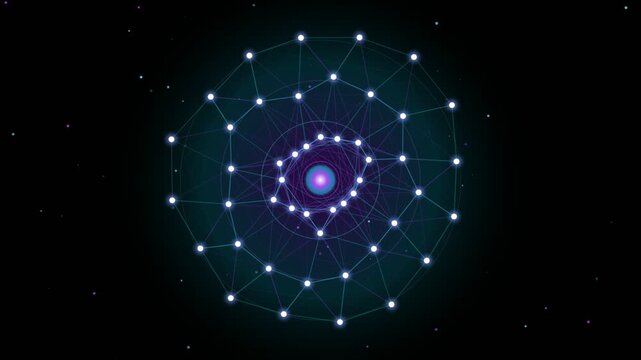 Abstract digital network connection with glowing nodes and lines in space
