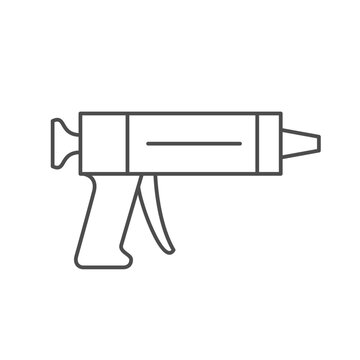 Sealant gun line outline icon isolated on white. Vector illustration