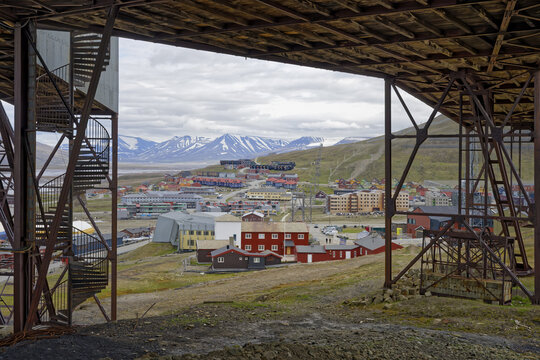 View over Longyearbyen, Svalbard archipelago, Norway