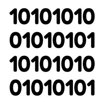binary code numbers black silhouette digital data icon