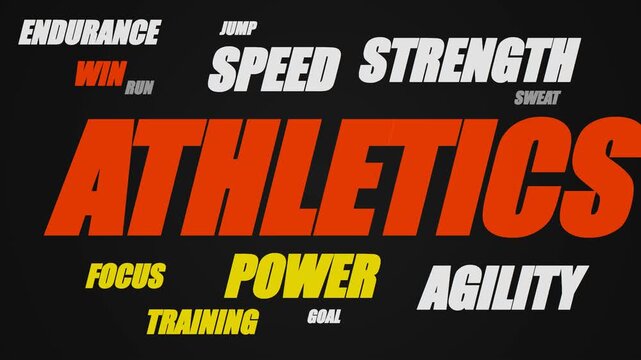 High-energy sports typography animation with fast horizontal movements and dynamic layout transitions