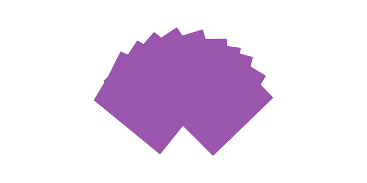 Purple overlapping paper layers icon for abstract document management design.