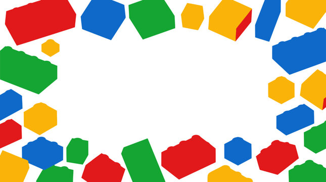 Colorful Plastic Building Blocks Frame Background with Copy Space
