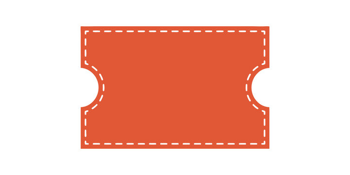 Orange gift coupon rectangular tag icon with dashed border for sales use.