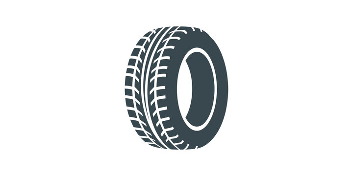 Dark grey car tire icon with detailed tread for automotive vehicle services.
