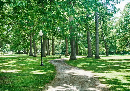 dirt path at Congress Park in downtown Saratoga Springs, New York