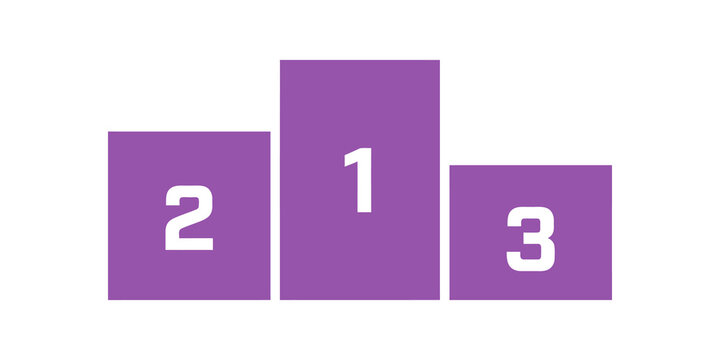 Purple winners podium graphic design flat icon for sports ranking events.