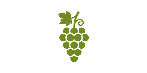 Obraz premium Green grape bunch fruit icon with transparent background for food labels.