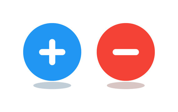 Plus and minus icons isolated on transparent background cutout